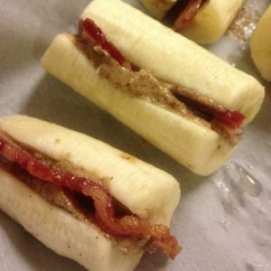 Banana, Bacon, Almond Butter Snack